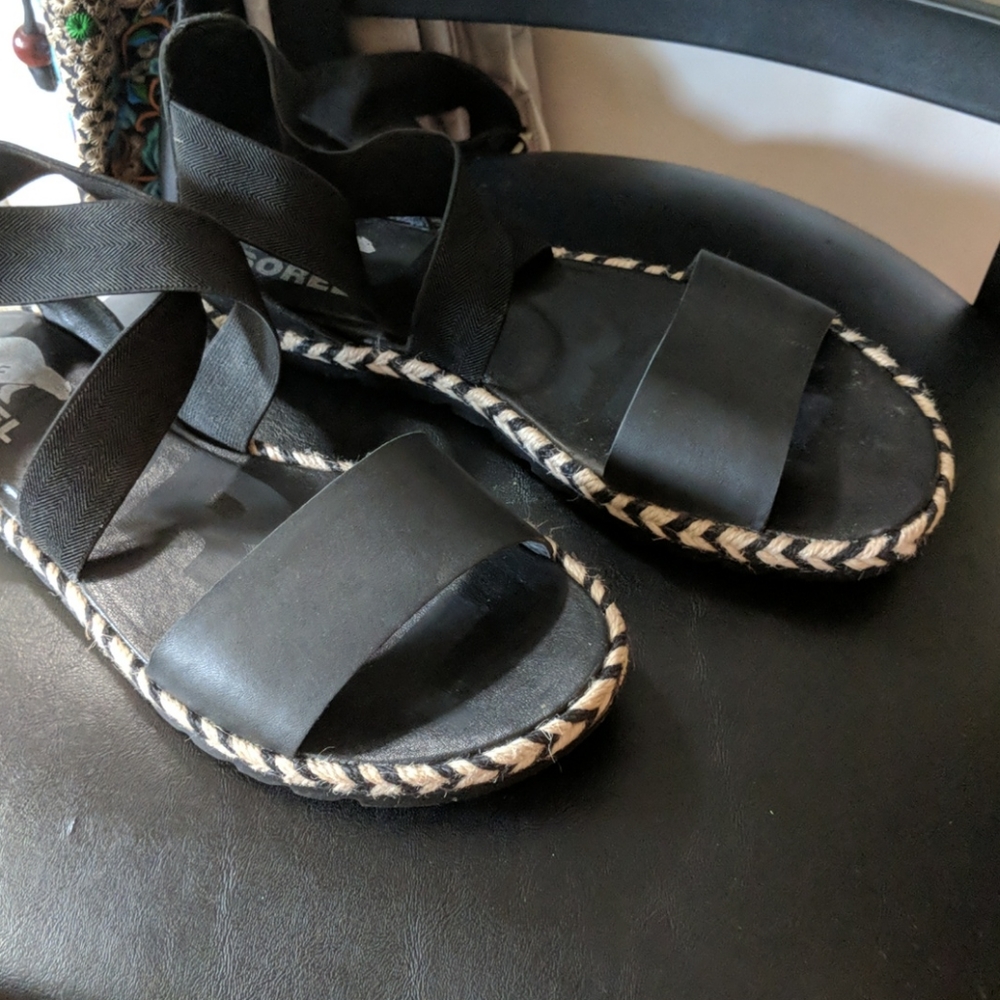 Sorel Ella's II black sandals womens